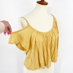 American Rag Open Shoulder Yellow Top